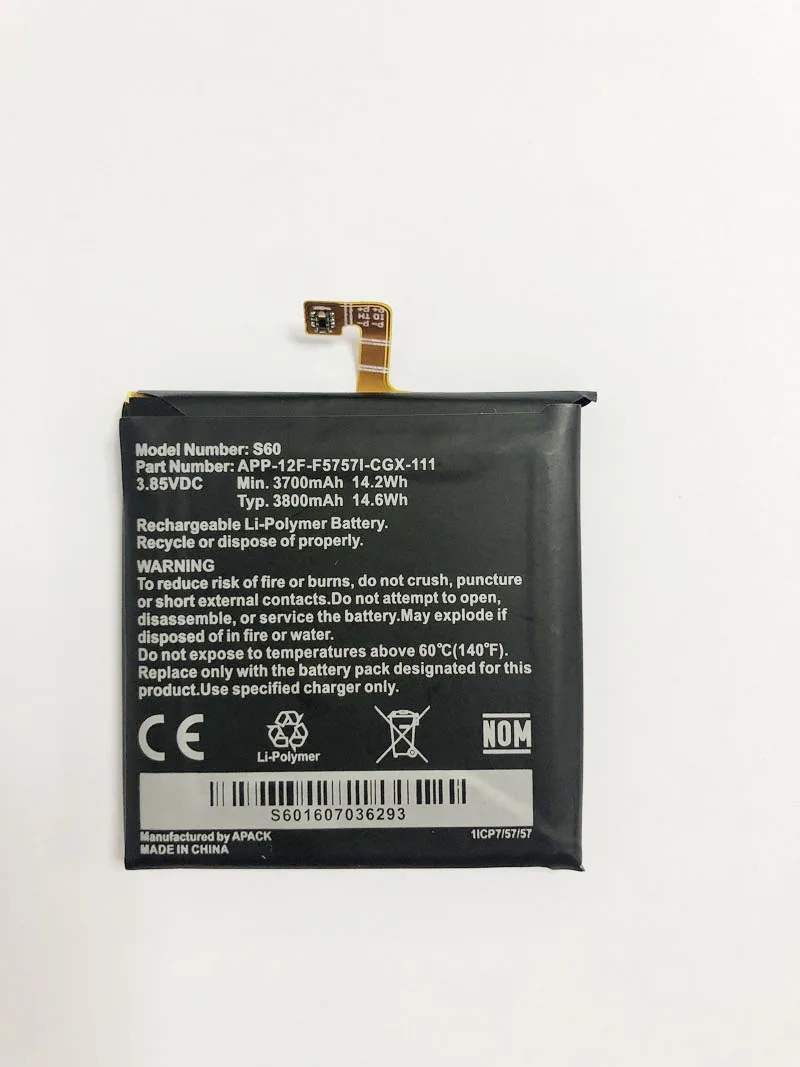 3800 mAh/14.6Wh 3,8 V S60 Сменный аккумулятор для мобильного телефона гусеницы CAT S60