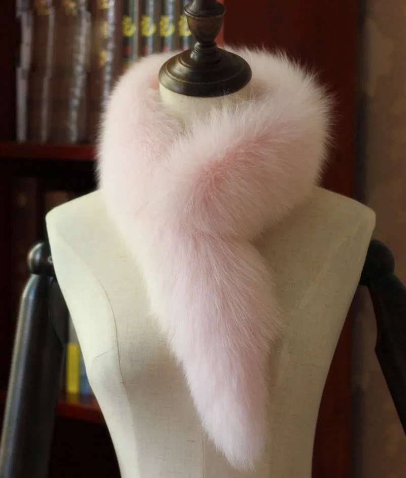 Pink PADEGAO шарф из натурального Лисьего меха женские модные шарфы мода для женщин толстые осенне-зимние шарфы с лисьим мехом модный воротник - Цвет: Pink