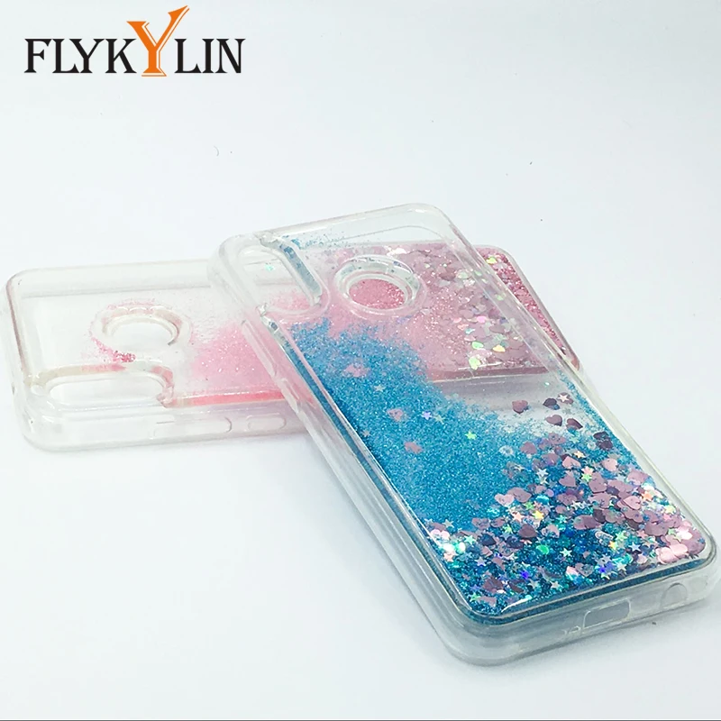 FLYKYLIN Glitter Liquid Phone Case For Huawei P20 Lite Bling Love Heart Dynamic Quicksand Cases Soft TPU Silicone Cover HOT |