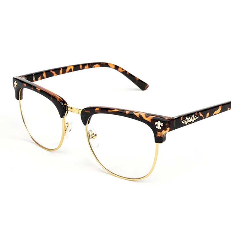 C5 yellow leopard Очки в ретро-стиле Frame Для женщин Для мужчин плотная поддельные прозрачные компьютер для чтения очки простые классические Винтаж оправы для очков - Цвет оправы: C5 yellow leopard