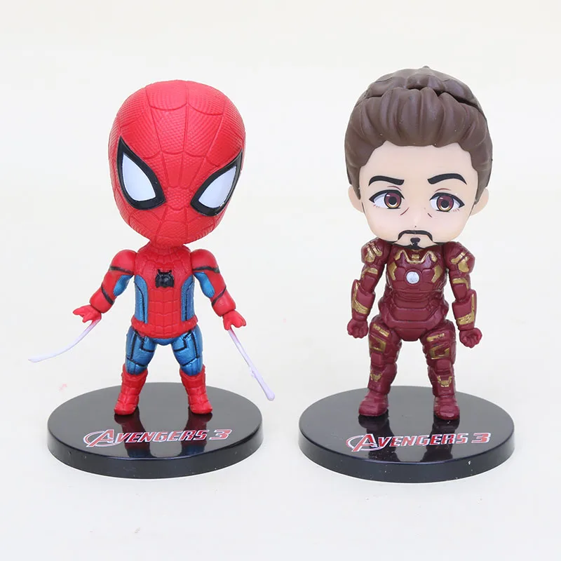 10 см набор из 6 игрушек Marvel, Мстители, эндшпиль, Набор фигурок, Человек-паук, Капитан Америка, Халк, тонас, капитан Марвел, модель куклы