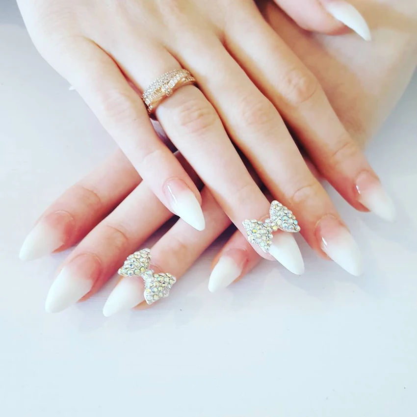 10 шт. Стразы 3d nail галстук бабочка кристалл ab Жемчужины для дизайна ногтей