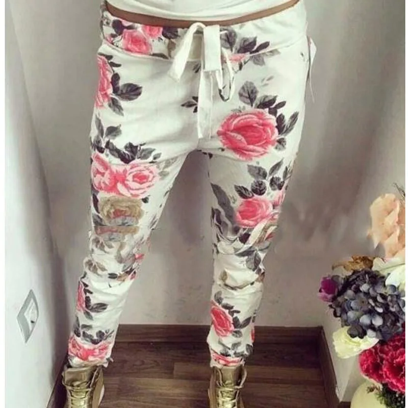 Новинка модные женские брюки с цветочным принтом сезон осень весна повседневные