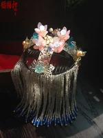 wang jiang you chang colored glaze real crystal petals classical hair comb imitate opera tiara long tassel hair accessory