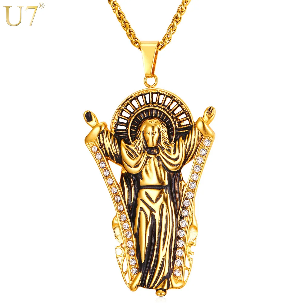 U7 Иисус Подвеска Ожерелье Для Мужчин Религиозные Святые Ювелирные Изделия