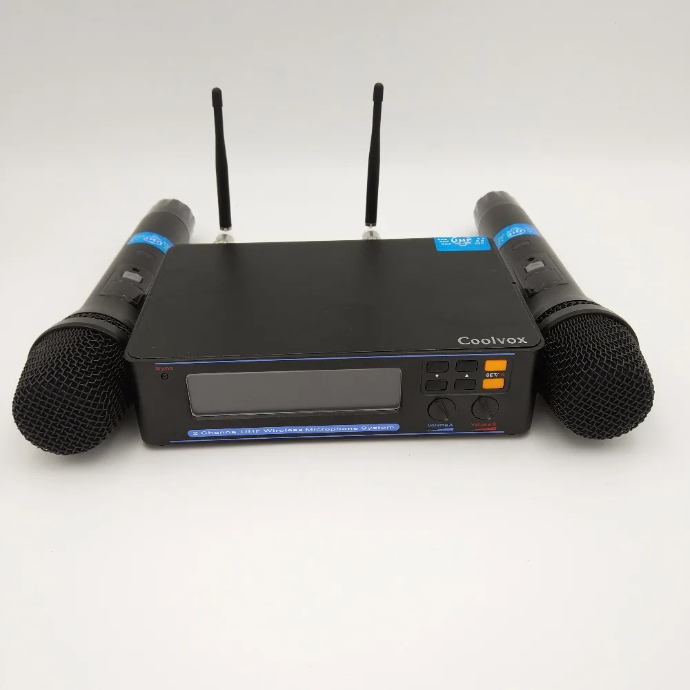 

Coolvox UHF KTV Mic karaoke System with wireless microphone Mic System with 2 Handheld Mic Transmitter dynamic CV-309