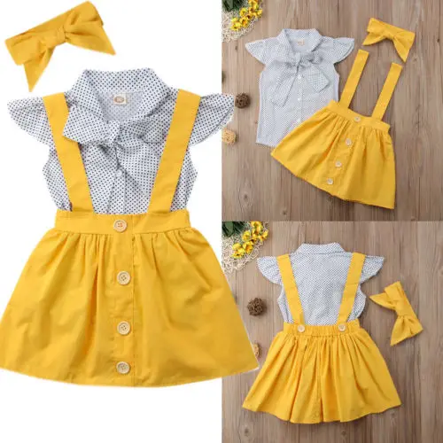 Комплект одежды emmababy для маленьких девочек футболка в горошек с бантом + юбка на