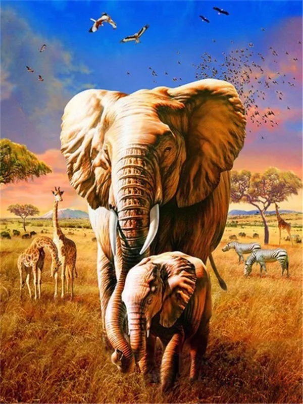 Y5350 Алмазная картина Huacan Elephant, полная квадратная Алмазная вышивка, распродажа, животные, сделай сам, вышивка крестиком, стразы, мозаика, подарок - Цвет: Y5350