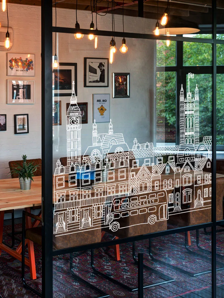 Лондонский Городской контур эскиз прозрачная оконная пленка декоративная