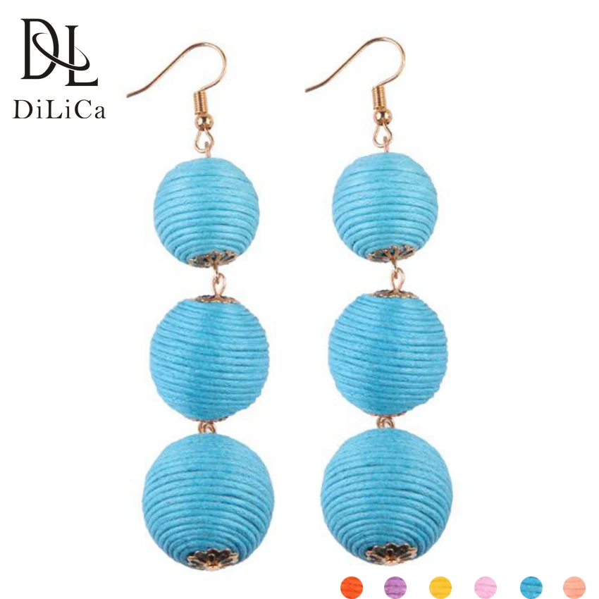 Богемные висячие серьги DiLiCa для женщин большие серьги-подвески из ротанга с