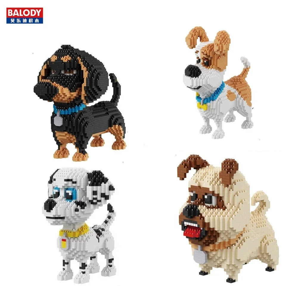 Микро блоки собака модель маленькие кирпичи такса игрушка в сборе brinquedos Шнауцер фигурка Хаски дети подарки игрушки для детей