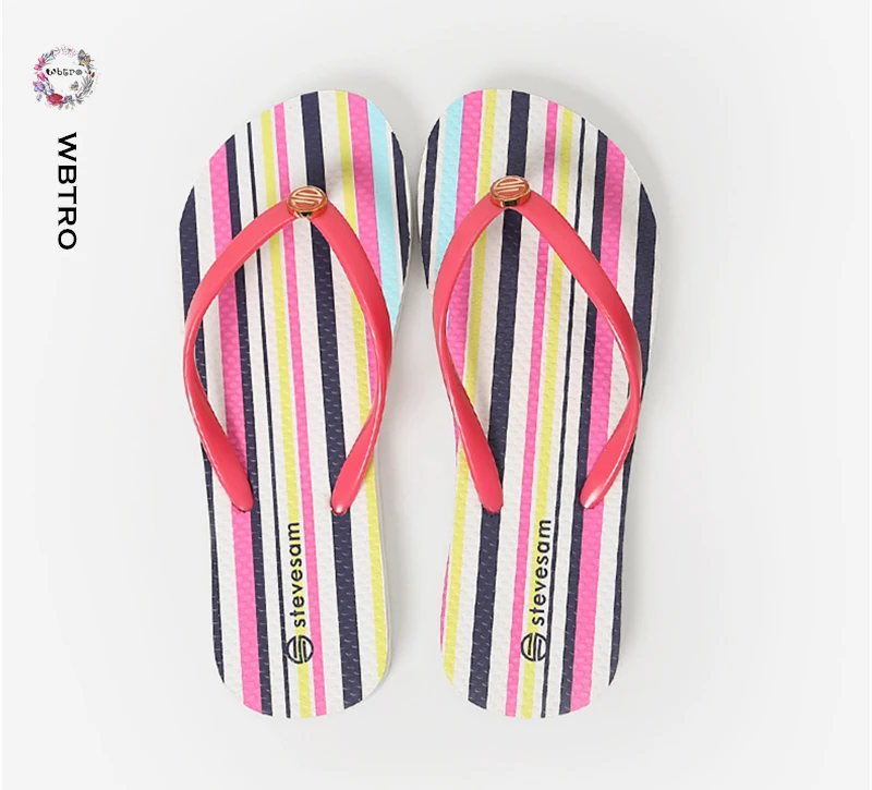 PINK STRIPE WBTRO/пляжные сандалии; шлепанцы для отдыха; сандалии для плавания; женские нескользящие Вьетнамки; женская повседневная обувь; уличные сандалии - Цвет: PINK STRIPE