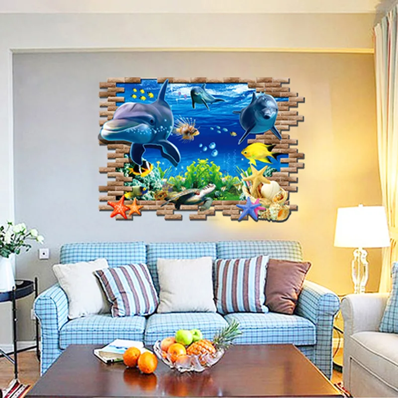 Горячая Распродажа Style 3D наклейки с картинками дельфинов подводный мир для