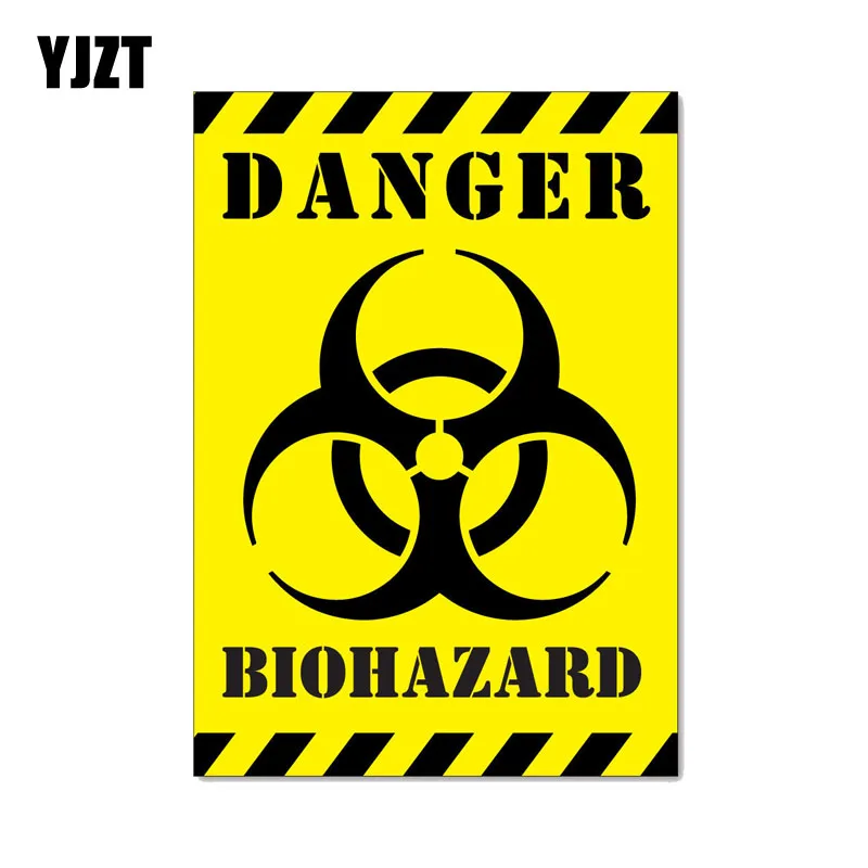 

YJZT 12CM*17.1CM Car Sticker Funny DANGER BIOHAZARD ZOMBIE Reflective Decal C1-7550