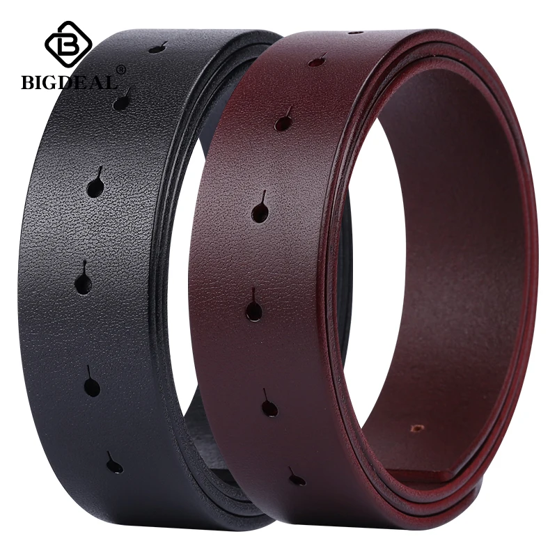 BIGDEAL Diy belt genuine leather without buckle replace belt cowskin leather belt body Pure color Smooth buckle cowhide waistban