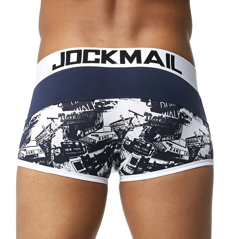 JOCKMAIL, боксеры, дышащее хлопковое сексуальное мужское нижнее белье, u-образный выпуклый мешочек, мужское нижнее белье, натуральный принт с героями мультфильмов, Молодежные трусы-боксеры для больших мальчиков