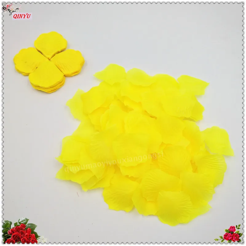 yellow 1000 шт. шелковые Романтические лепестки роз цветок листья лепестки Свадебные украшения любимые Вечерние Декорации Искусственные цветы 6zSH012 - Цвет: yellow