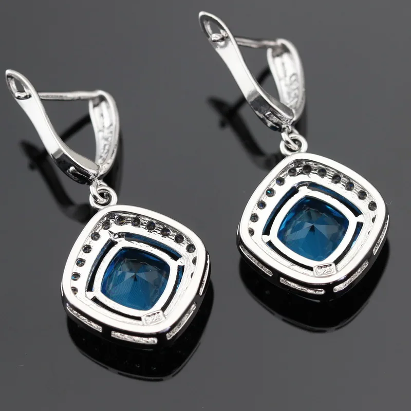Светильник голубой розовый белый Фианит серебро серьги ювелирные изделия для
