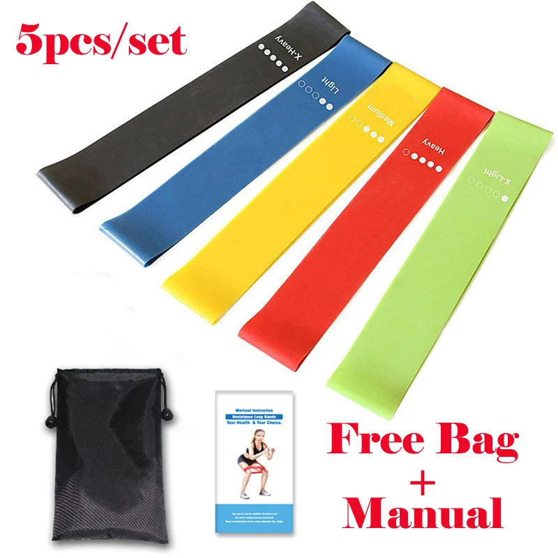 

Resistance Bands Fitness Elastic Band Natural Latex Mini Sport Gym Workout Expander Training Yoga Pilates Exercise + Free Bag