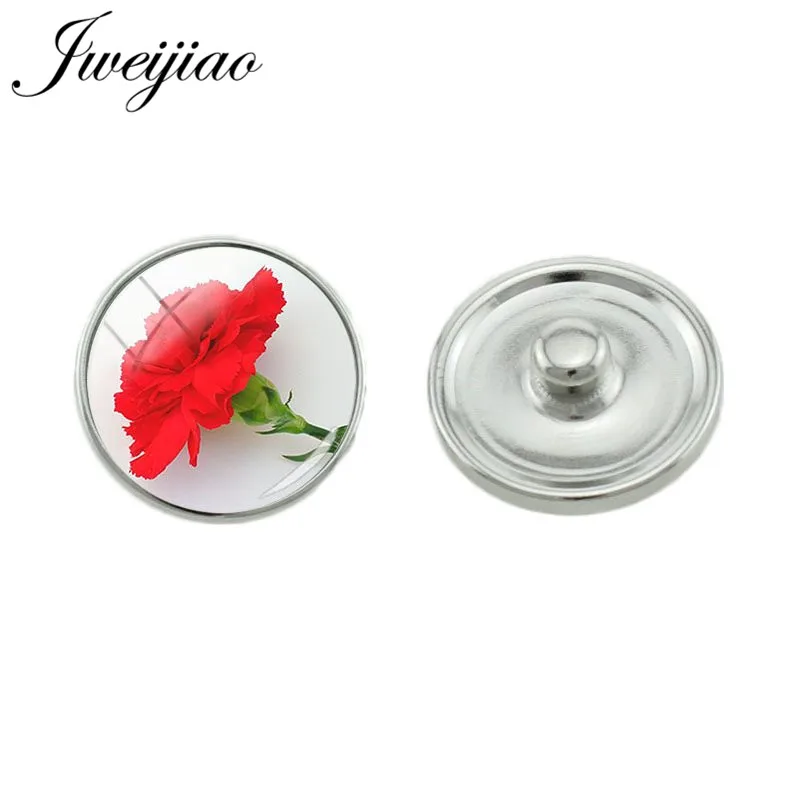 

JWEIJIAO Mother's day DIy Gift Flowers Pattern Glass Cabochon Snap Button Metal Jewelry Findings 5pcs 10mm/16mm/18mm FL24