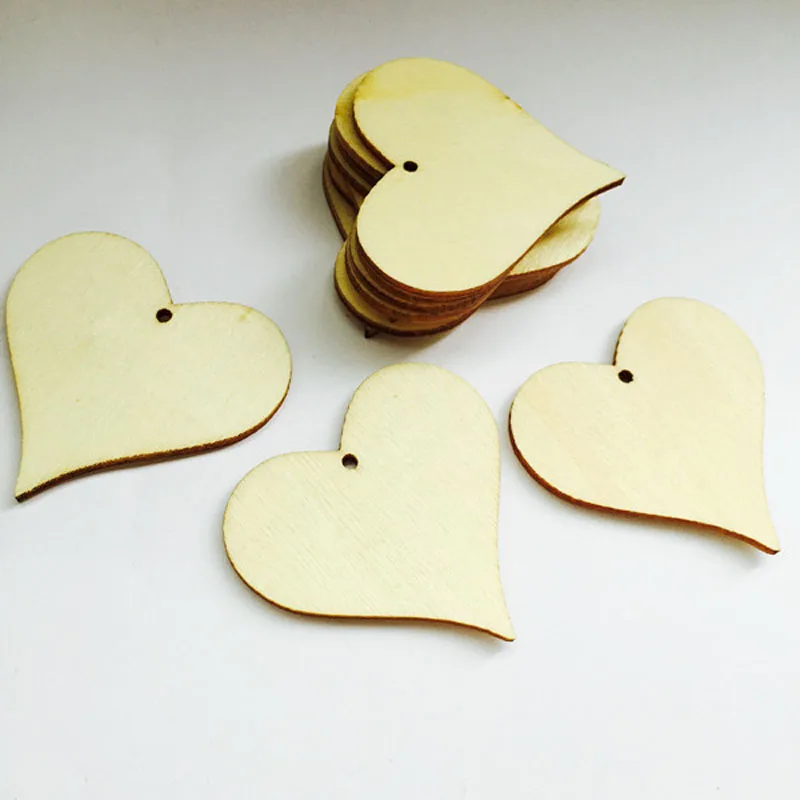 100 шт. DIY деревянная бирка в форме сердца деревенские свадебные сувениры подарок