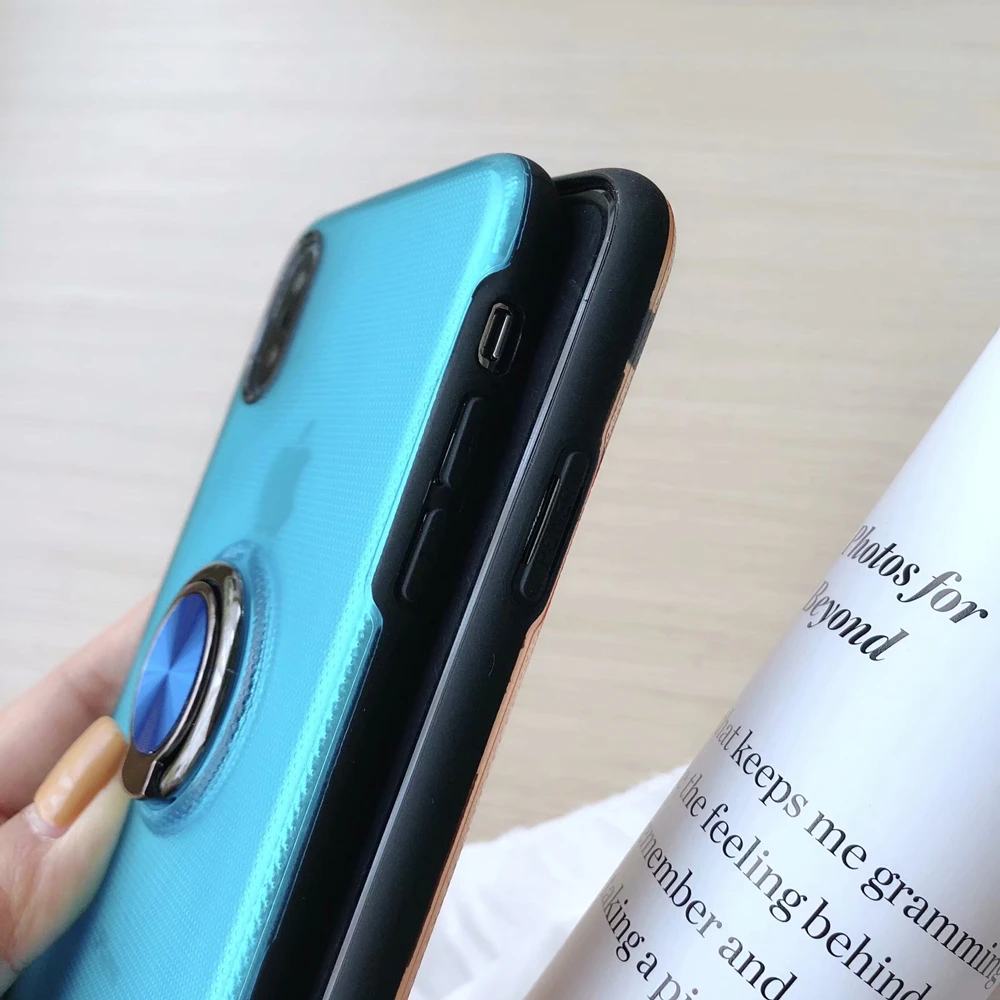 Прозрачный чехол-подставка с кольцом для iPhone 11 Pro XS Max XR чехлы телефонов магнитной