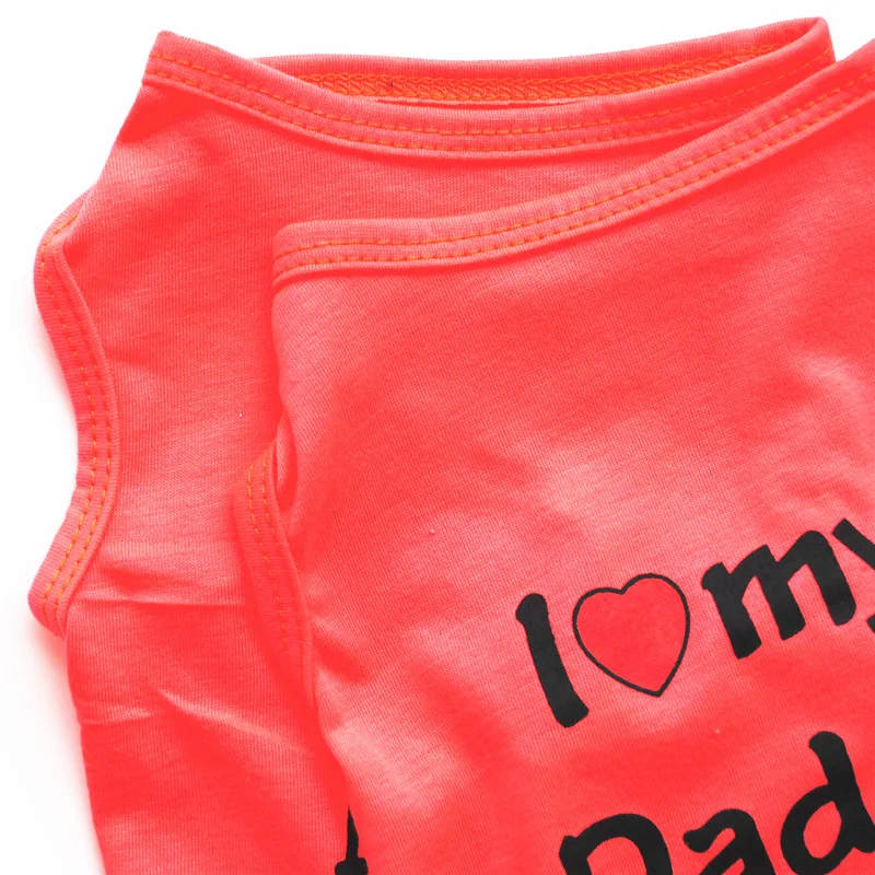 Pet Dog Cloths Spring/Summer Pet Dog Vest T-Shirt Letter I LOVE MY MOMMY Daddy Dog Shirt Pet Clothes For Small Puppy Dogs Cats