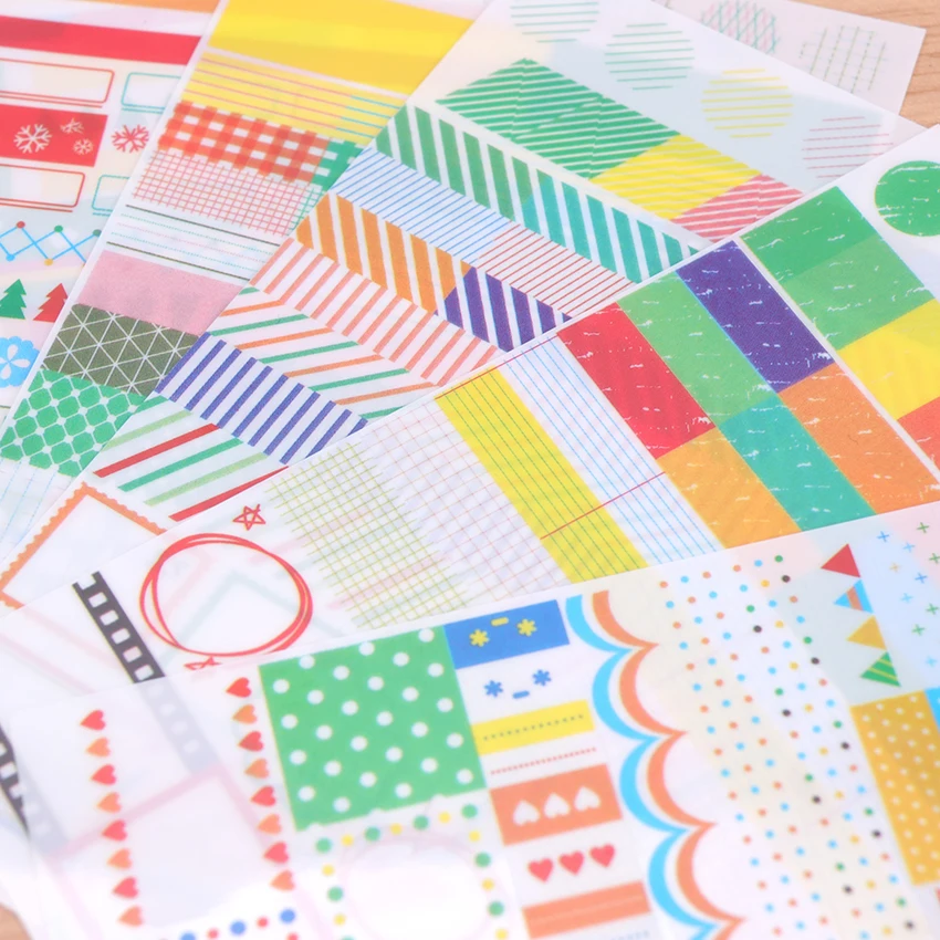 

6 Sheets Rainbow Colored PVC Paper Sticker DIY Planner Decorative Stickers Scrapbooking Diary Kawaii Stationery