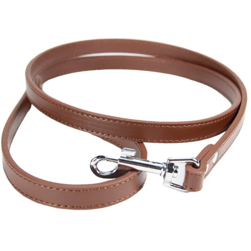 Brown Поводок хорошего качества для собак S#1,5*120 см M#2,0*120 см Розовый Черный Красный для уличных прогулок мягкий Pu кожаный поводок для собак - Цвет: Brown