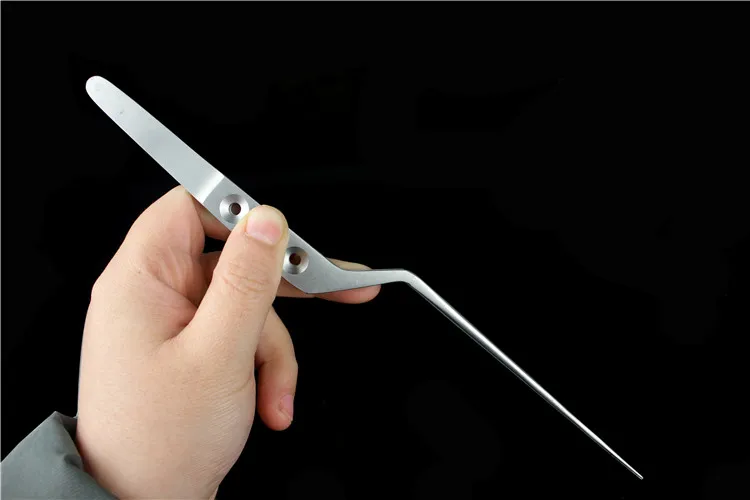 JZ Brain skull Neurosurgery surgery Instrument Medical Brain Tweezers Cranium Microscopic Fine teeth Tweezers 24 cm Gun Form