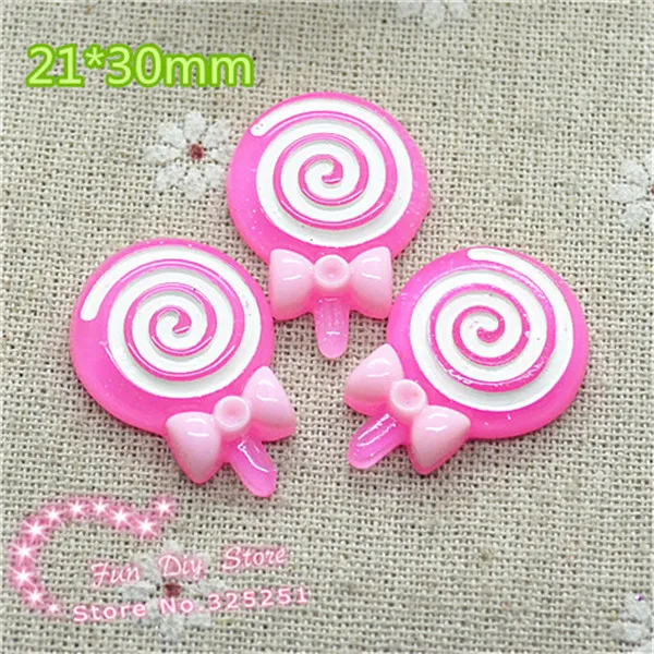 

cute deep pink lollipop candy cabochon for decoration 21*30mm 50pcs/lot