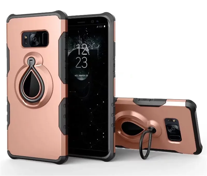 S8 аксессуары задняя защитная крышка чехол для Samsung Galaxy S8 S8 плюс Твердый Чехол-Броня из автомобильная подставка-держатель для телефона с магнитным - Цвет: Rose Gold