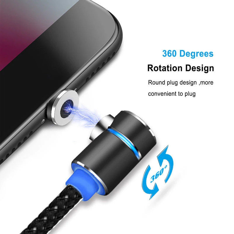 1 м 2 3 90 градусов L тип магнитного кабеля USB Type C/Micro USB/IOS нейлоновый Плетеный