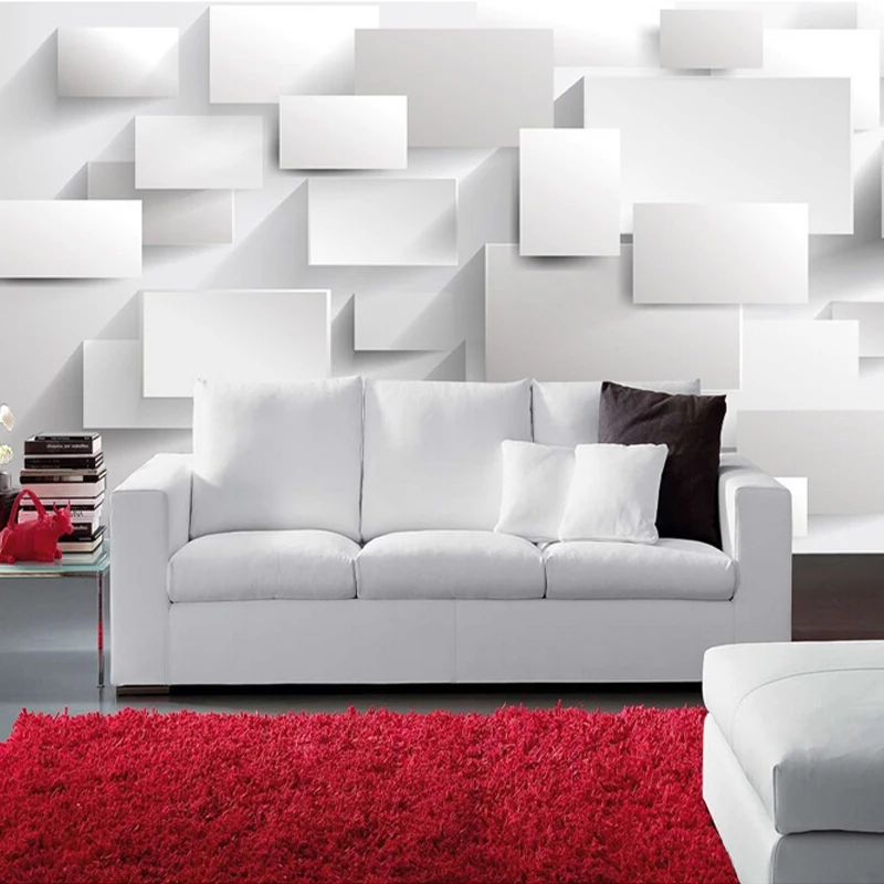 

Modern Minimalist Artistic Wall Mural White Brick Photo Wallpaper Living Room Sofa Backdrop Papel De Parede Home Improvement