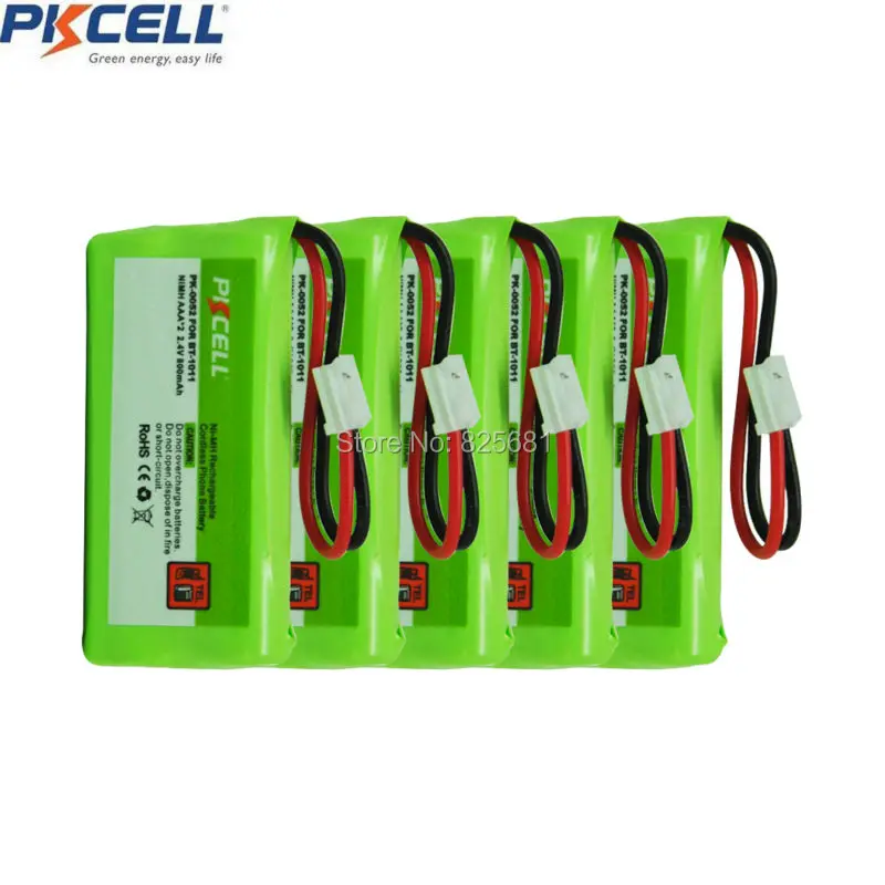 

5pcs Pack NIMH 2.4V AAA 800mAh Ni-MH Battery Rechargeable Cordless Phone Battery Replacement for BT-1011 JST-HER-2P (PK-0052)