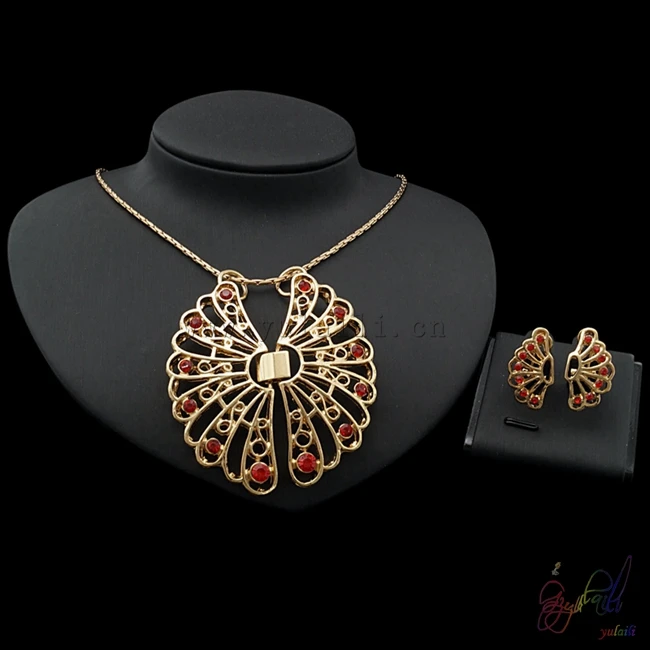 Yulaili 2017 New Model Indian Bridal Fashion Gold Color Plated High Quality Trendy Round Design Cubic Zircon Ladie Jewellery Set | Украшения