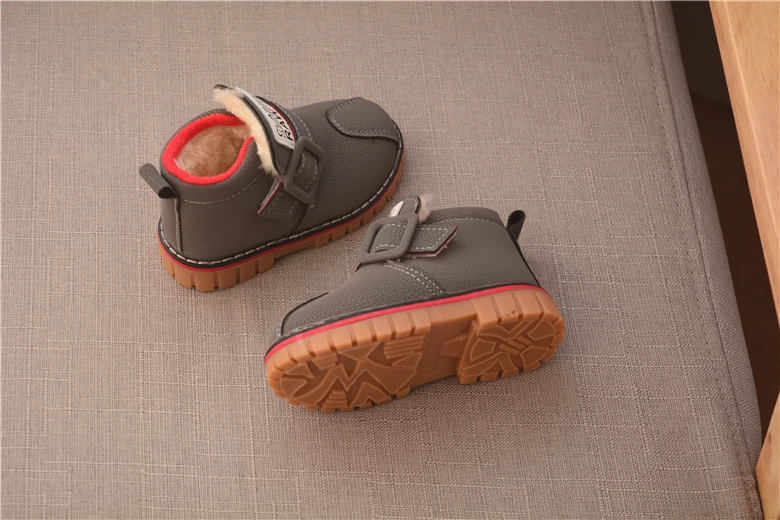 ULKNN Winter for child/kid/girl boots waterproof leather motorcycle boots fashion flats shoe fringe zip martin boots