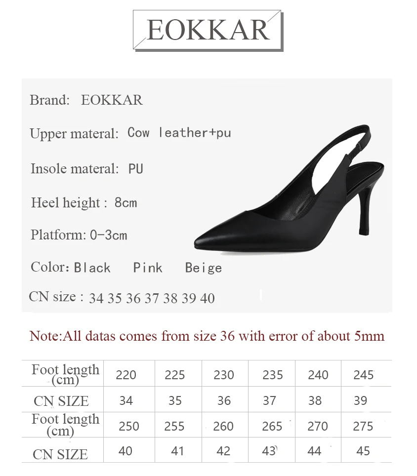 

Eokkar 2019 Thin High Heels 8CM Women Shoes Dropshipping Pointed Toe Cow Leather+PU Party Shoes Sexy Pumps Black Sexy Size 34-40