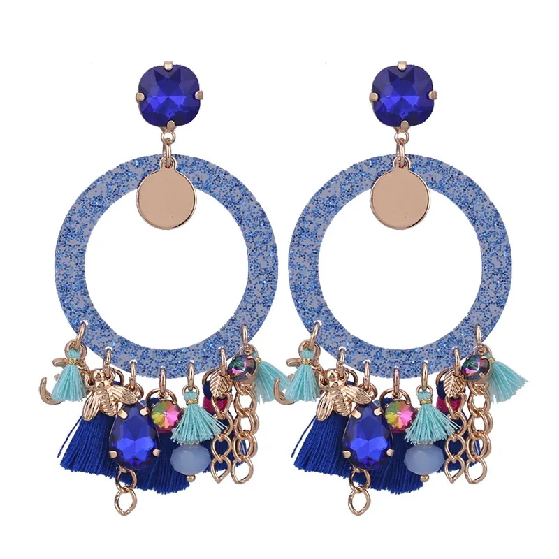 Sehuoran серьги-гвоздики женские Boho висячие серьги с бахромой длинные Этнические массивные Серьги-кисточки ювелирные изделия подвески