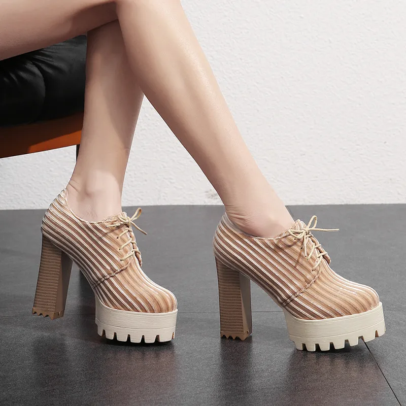 

ASUMER 2021 hot spring new shoes woman round toe lace up platform thick high heels shoes elegant pumps female shoes big size