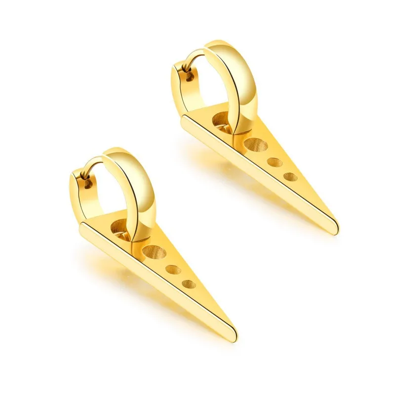 1Pair Fashion Personality Triangle Titanium Steel Earrings Men Boys Black Punk Rock Ear Studs V | Украшения и аксессуары