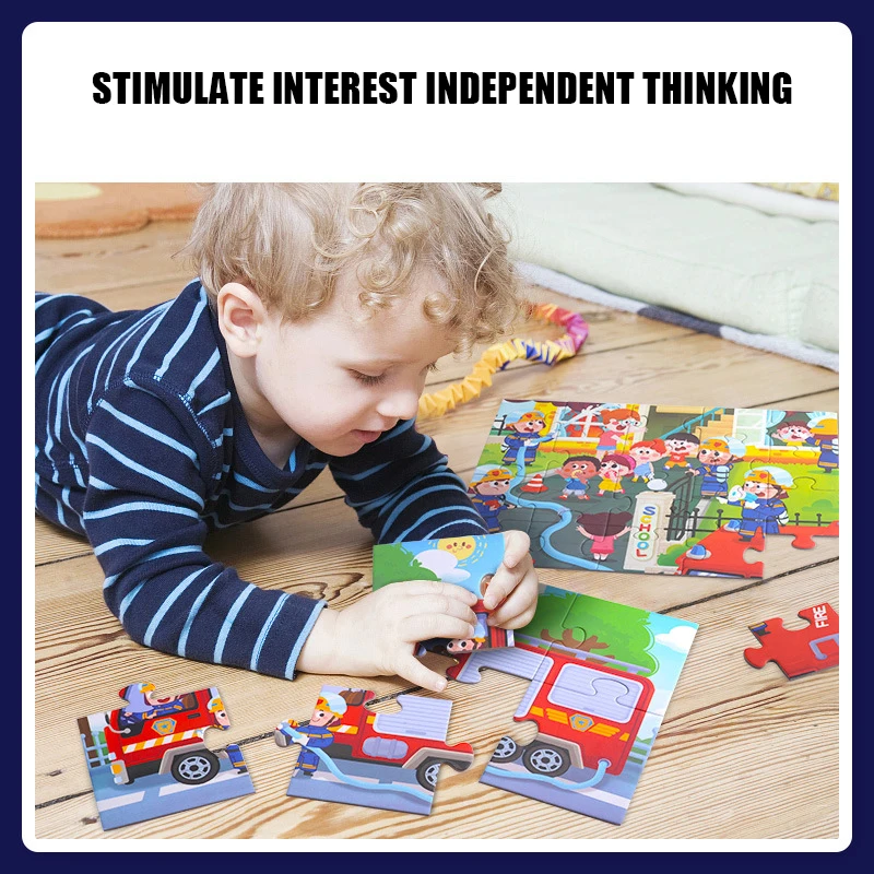

Children 4 in 1 Paper Puzzles Toys Ladder Puzzles Seasons Transport Undersea Firemen Insect Kindergarten Learning Education Toys