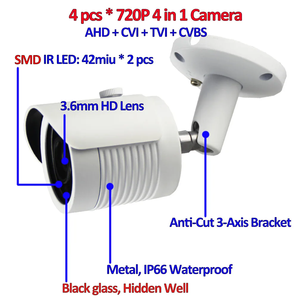 4 канала DVR комплект видеонаблюдения 1080 P XVR 4ch камеры системы безопасности для AHD CVI