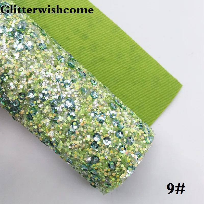 Glitterwishcome 21X29 см A4 Размеры синтетическая кожа, с эффектом блестящей кожи с блестками, блестящие виниловые обои для банты, GM031A