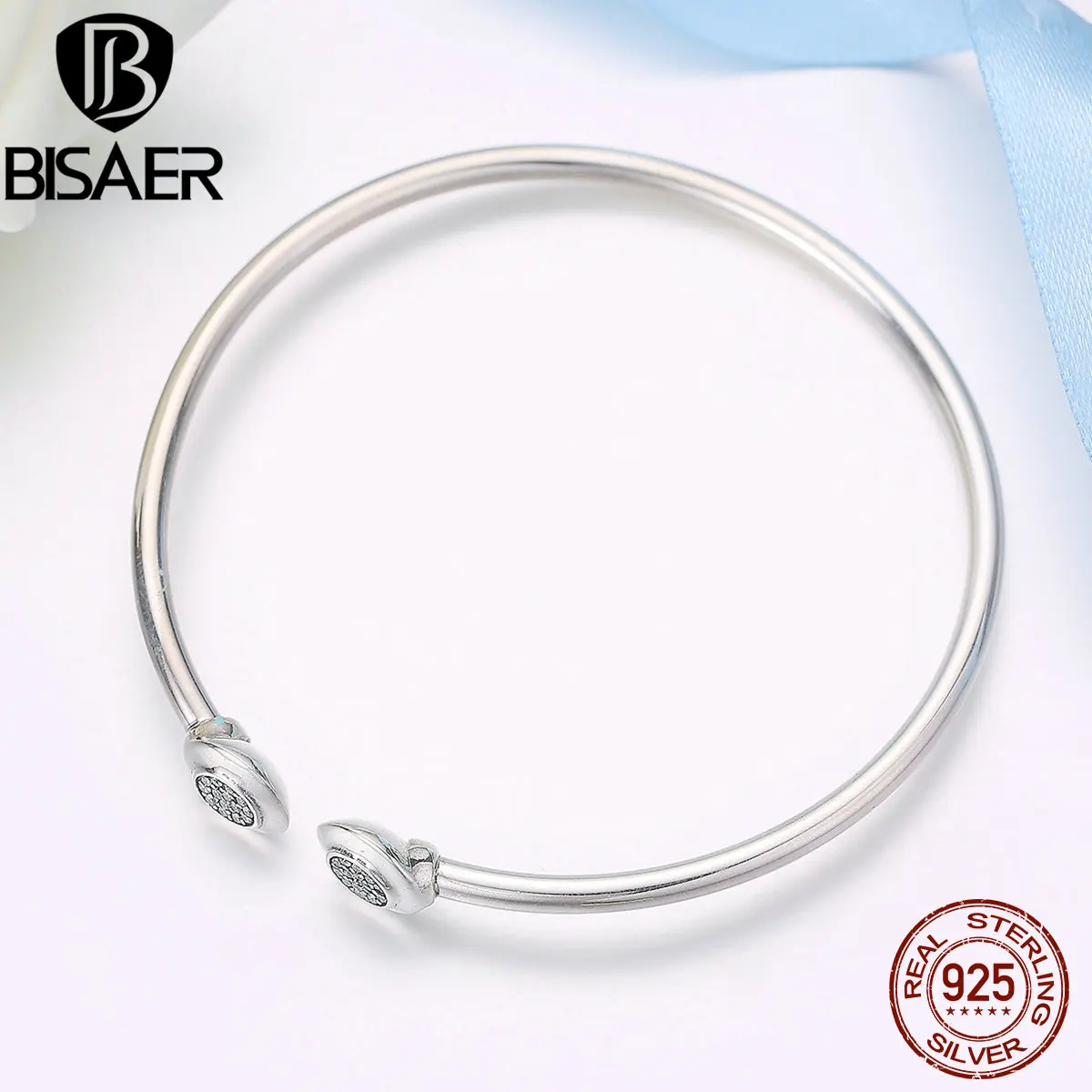 BISAER Подлинная 925 пробы Серебряная подпись, прозрачный CZ змеиная цепочка браслет и браслет ювелирные изделия из стерлингового серебра WEUS918