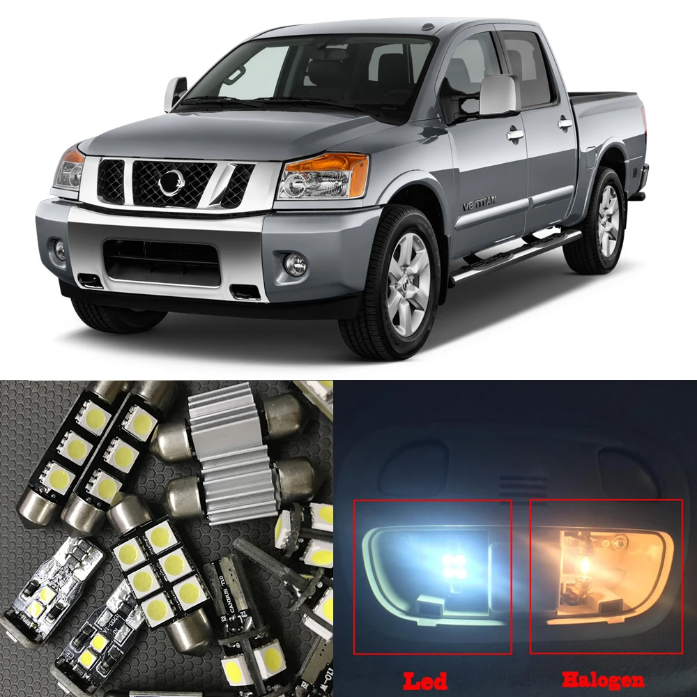 

12pcs Auto Interior LED Light Bulbs For 2004-2013 Nissan Titan Ultra Bright Led Map Dome License Plate Lamp Car Light