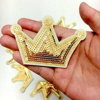 10pcslot silver gold crown sequins patches for clothes t shirt iron on patch sticker clothing craft diy sewing accessories