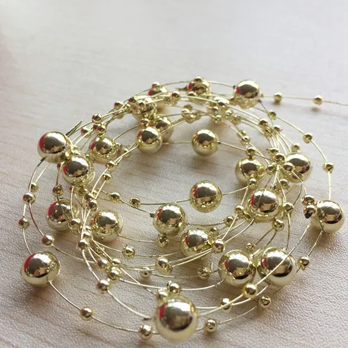 8mm 3mm gold 10 м/лот золотые Серебристые искусственные жемчужные бусы гирлянды Свадебный центральный стол Рождественское украшение для дома аксессуары для рукоделия - Цвет: 8mm 3mm gold