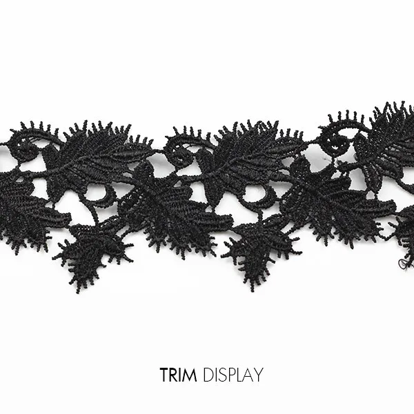Вышитый черный лист кружевной ткани Отделка ленты аппликация мотив Скрапбукинг
