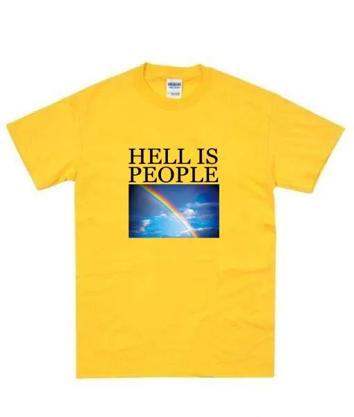 Золотой HahayuleUnisex Мужская Женская Tumblr футболка с рисунком на тему гранж Hell Is People Радужный принт цитаты графическая Футболка Harajuku уличная одежда крутая одежда - Цвет: Золотой